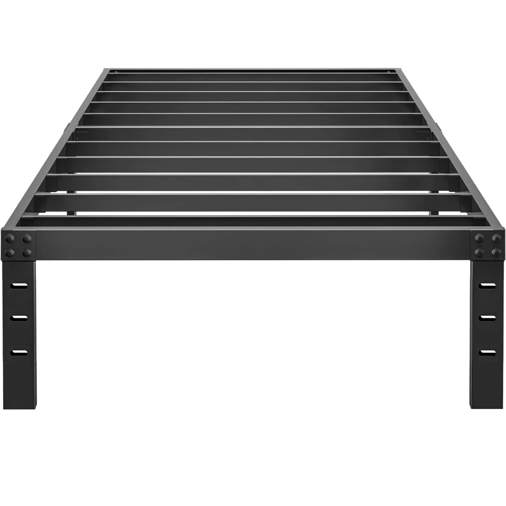 Hobinche 12 Inch Twin Size Bed Frame No Box Spring Needed Heavy Duty Metal Platform Mattress Foundation With Steel Slats Non