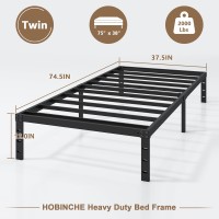 Hobinche 12 Inch Twin Size Bed Frame No Box Spring Needed Heavy Duty Metal Platform Mattress Foundation With Steel Slats Non