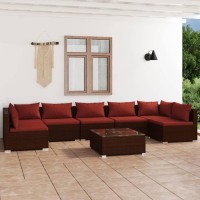 Vidaxl 8-Piece Outdoor Lounge Set - Patio Furniture - Brown Poly Rattan - Modular Design - Weather Resistant - Soft Cushions - Home Garden Decor