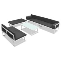 vidaXL 5 Piece Garden Lounge Set Textilene Aluminium Black 42814