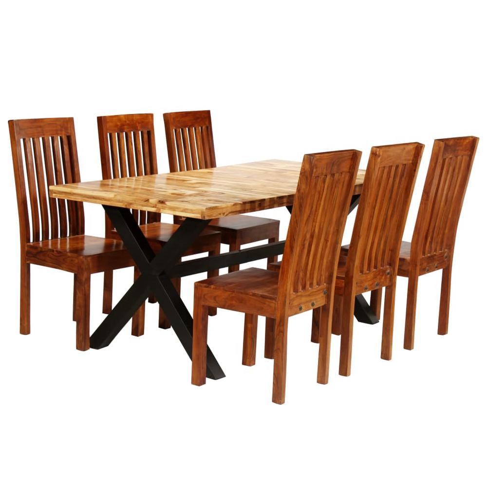 vidaXL Dining Table Set 7 Pieces Solid Acacia and Mango Wood 275333