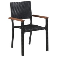 Vidaxl Black Outdoor Patio Dining Set - 5 Piece, Pe Rattan Chairs, Glass Tabletop, Powder-Coated Steel Frame