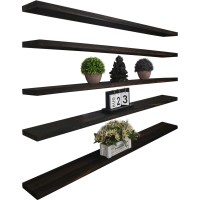 Yywuojj Wood Floating Shelves For Wall Decor Rustic Wall Shelves For Bedroom Bathroom Kitchen Living Room Set Of 5 Brown 48 In