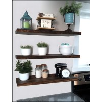 Yywuojj Wood Floating Shelves For Wall Decor Rustic Wall Shelves For Bedroom Bathroom Kitchen Living Room Set Of 5 Brown 24 In