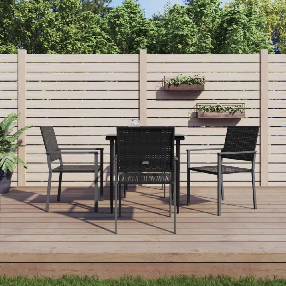 Vidaxl 5 Piece Patio Dining Set Poly Rattan And Steel