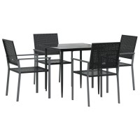 Vidaxl 5 Piece Patio Dining Set Poly Rattan And Steel