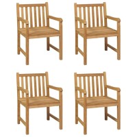 Vidaxl Solid Teak Wood Patio Dining Set - 5-Piece Outdoor Furniture Set With Weather-Resistant Finish, Includes Comfortable Chairs And Table, Perfect For Garden, Patio, Or Kitchen Spaces