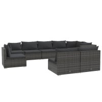 Vidaxl Outdoor 9-Piece Patio Furniture Set - Modular Design, Water-Resistant Poly Rattan Material, Powder-Coated Steel Frame, Comfortable Cushions - Gray And Anthracite - Ideal For Garden, Porch,