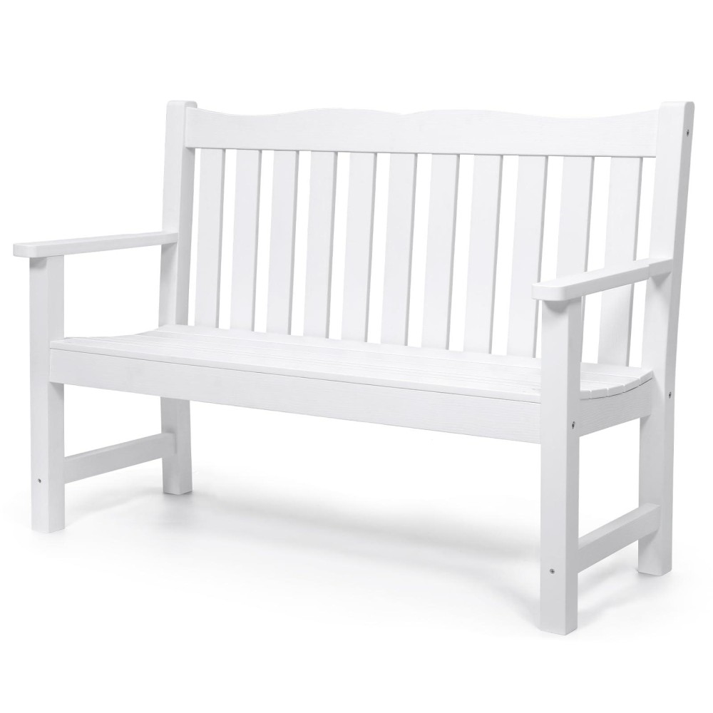 Stoog Garden Bench 2Person White Outdoor Bench Allweather Hips Patio Bench With 800 Lbs Weight Capacity Never Rot Or Fade