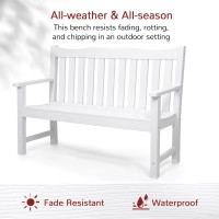 Stoog Garden Bench 2Person White Outdoor Bench Allweather Hips Patio Bench With 800 Lbs Weight Capacity Never Rot Or Fade