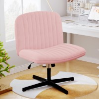 Naspaluro Modern Office Chair Criss Crossing Leg Armless Wide Desk Chair No Wheels Mid Back Computer Task Vanity Chair Height