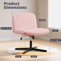 Naspaluro Modern Office Chair Criss Crossing Leg Armless Wide Desk Chair No Wheels Mid Back Computer Task Vanity Chair Height