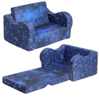 Momcaywex Constellation Kids Sofa 2In1 Kids Couch Fold Out Convertible Sofa To Bed For Girls And Boys