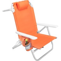 Folding Camping Chairs For Outside, High Back Beach Chairs Lawn Chairs With Headrest, Adjustable Beach Lounge Chairs With Towel Rack, Large Pockets And Cup Holder (Orange, 1Pack)