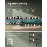 Songmics Shoe Rack 3Tier Shoe Organizer Metal Shoe Shelf Storage With 4 Side Hooks Holds 18 Pairs Of Shoes Heightadjustabl