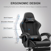 Gtplayer Gaming Chair With Footrest Computer Chair With And Lumbar Support Height Adjustable Game Chair With 360Swivel Seat A