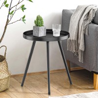 Side Table Round Indoor Outdoor Small  Metal End Table Black  Mini Bedside Table For Patio  Living Room  Bedroom  Bed Side  Sofa Side  Mid Century Modern Decor For Small Spaces