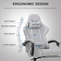 Gtplayer Gaming Chair With Footrest Computer Chair With And Lumbar Support Height Adjustable Game Chair With 360Swivel Seat A