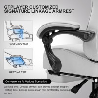 Gtplayer Gaming Chair With Footrest Computer Chair With And Lumbar Support Height Adjustable Game Chair With 360Swivel Seat A