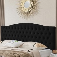 Befurtori Velvet Upholstered Kingcal King Headboard Tufted Button Headboard For Kingcal King Bed Neutral Curved Integrated D