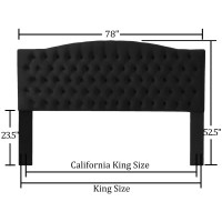 Befurtori Velvet Upholstered Kingcal King Headboard Tufted Button Headboard For Kingcal King Bed Neutral Curved Integrated D