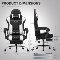 Gtplayer Gaming Chair Computer Chair With Footrest And Lumbar Support Height Adjustable Game Chair With 360Swivel Seat And He