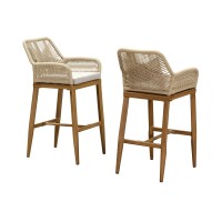 Purple Leaf Outdoor 29 Bar Stools Set Of 2 Boho Patio Bar Height Chair With Cushion And Back For Outdoor And Indoor Garden