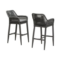 Purple Leaf Outdoor 29 Bar Stools Set Of 2 Boho Patio Bar Height Chair With Cushion And Back For Outdoor And Indoor Garden