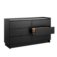 Prepac Simply Modern 6Drawer Double Dresser For Bedroom Chest Of Drawers Modern Bedroom Furniture 525 Wide X 16 Deep