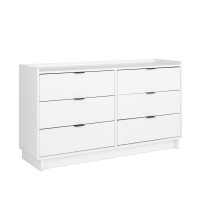 Prepac Simply Modern 6Drawer Double Dresser For Bedroom Chest Of Drawers Modern Bedroom Furniture 525 Wide X 16 Deep