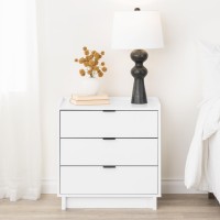 Prepac Three Nightstand 3Drawer Simple White