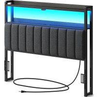 Rolanstar Headboard For Full Size Bed With Storage 60 000 Diy Color Of Led Light Head Board With Usb Type C Port Height Adj