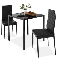 Best Choice Products 3Piece Glass Dining Set Modern Kitchen Table Furniture For Dining Room Dinette Compact Spacesaving Wg