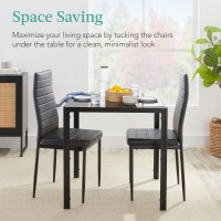 Best Choice Products 3Piece Glass Dining Set Modern Kitchen Table Furniture For Dining Room Dinette Compact Spacesaving Wg