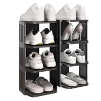 Kitstorack Small Shoe Rack 8 Tiers Stackable Shoe Rack For Closet Diy Free Standing Shoe Organizer Vertical Shoe Rack For Small