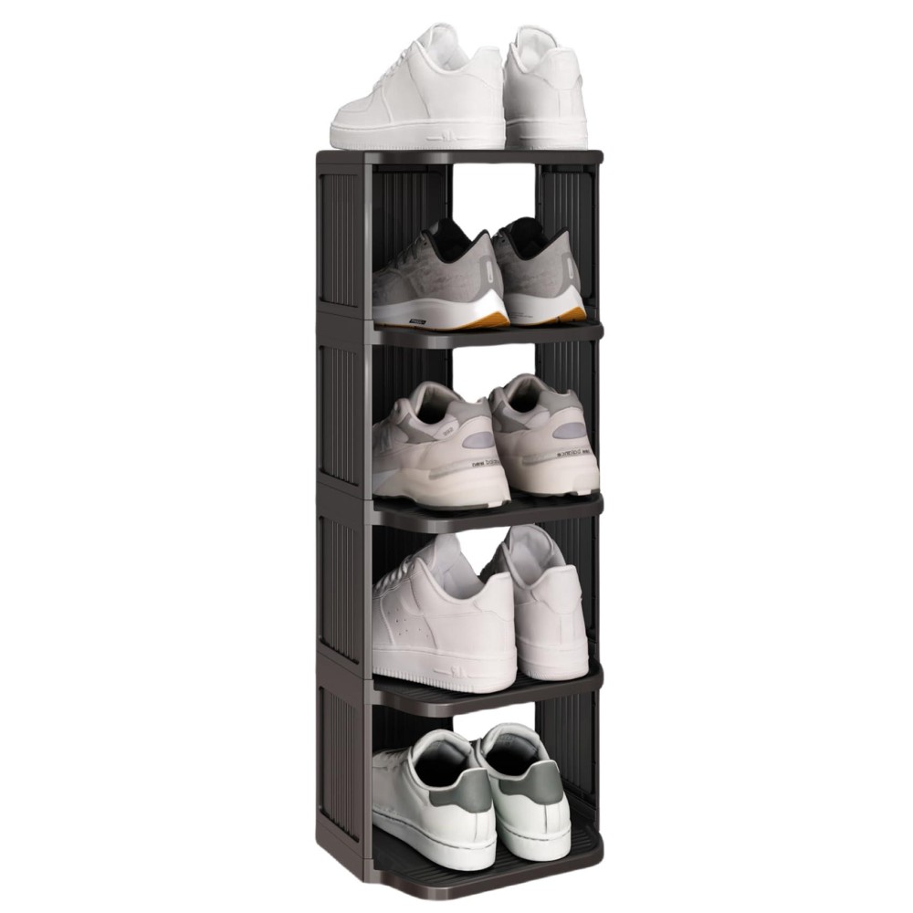 Shoe Racks For Closet 5 Tiers Stackable Shoe Rack For Front Door Entrance Free Standing Plastic Shoe Stand Narrow Tall Vertical