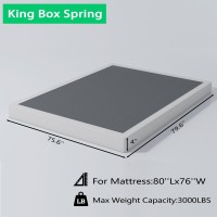 Vaciwe 4 Inch Box Spring King Size Bed Base Heavy Duty Metal Frame Mattress Foundation With Easy Clean Cover Noise Free Easy A