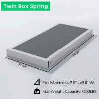 Vaciwe Box Springs Twin 4 Inch 1500Lbs Heavy Duty Metal Frame Mattress Foundation Nonslipno Noiseeasy Assemblyeasy Clean C