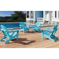 Serwall Folding Adirondack Chair Weather Resistant Patio Chair Outdoor Chairs Painted Adirondack Chairs Set Of 4 Aruba Blue