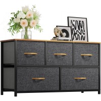 Yitahome Wide Storage Tower With 5 Drawers Fabric Dresser Organizer Unit For Bedroom Living Room Closets Nursery Sturdy