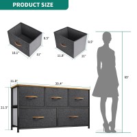 Yitahome Wide Storage Tower With 5 Drawers Fabric Dresser Organizer Unit For Bedroom Living Room Closets Nursery Sturdy