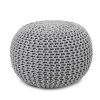 Redearth Round Boho Pouf Ottoman Cable Knitted Cord Boho Pouffe Stuffed Poof Accent Beanbag Footrest For Living Room Nurs