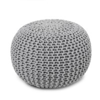 Redearth Round Boho Pouf Ottoman Cable Knitted Cord Boho Pouffe Stuffed Poof Accent Beanbag Footrest For Living Room Nurs