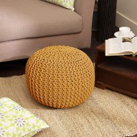 Redearth Round Pouf Ottoman Hand Knitted Cable Boho Poof Home D Cor Pouffe Circular Footrest For Living Room Bedroom Lou