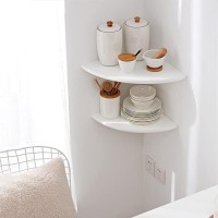 Corner Shelf White Floating Corner Shelf Set Of 2 7Inch Solid Oak Wood Corner Wall Shelves Round End Wall Mount Display Shelf