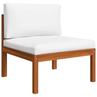 Vidaxl 3-Piece Patio Lounge Set With Cushions - Solid Acacia Wood Outdoor Lounge Set With Unique Rope Design - Includes Sofa, Table, Footrest And Cushions - Cream White And Brown