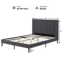 Flolinda Full Size Bed Frame Upholstered Platform With Complete Headboard And Strong Wooden Slats No Box Spring Needed Easy As