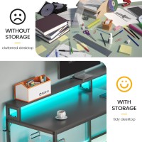 Sedeta L Shaped Gaming Desk 66 Home Office Desk With File Drawer Power Outlet Corner Gaming Computer Desk With Led Lights