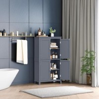 Vasagle Bathroom Floor Storage Cabinet Bathroom Storage Unit Freestanding Cabinet With 4 Doors Adjustable Shelves 118 X 23