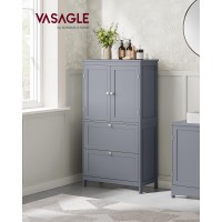 Vasagle Bathroom Floor Storage Cabinet Bathroom Storage Unit Freestanding Cabinet With 2 Drawers And 2 Doors Adjustable Shelf